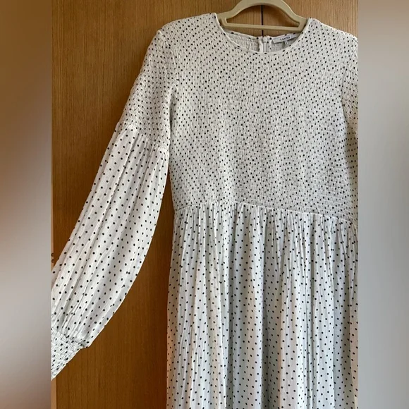 Ganni White and Black “Rometty” Polka Dot Dress, size 42/8 - Picture 7 of 13